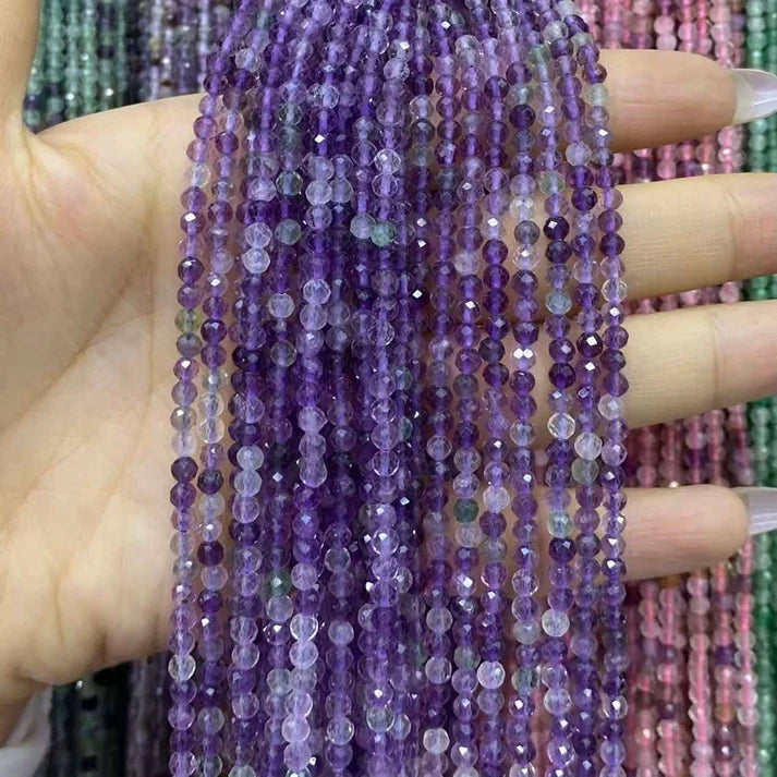 2mm 3mm 4mm Faceted Round Flourite Beads