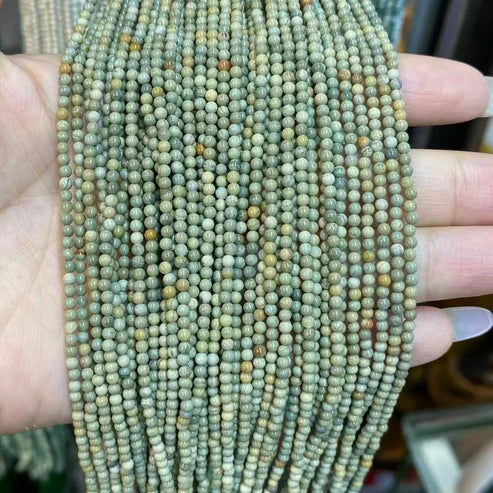 Silver Leaf Jasper Tiny Smooth Round Beads 2mm 3mm 4mm
