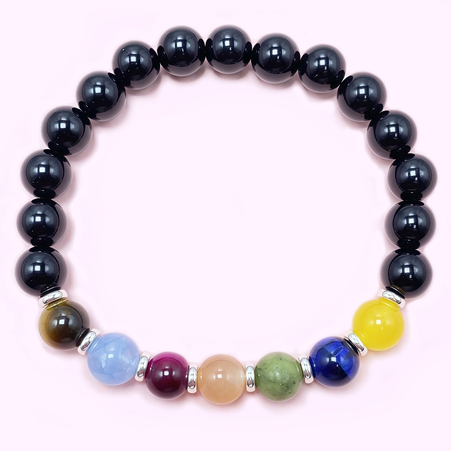 Natural Onyx Seven Chakra Crystal Bracelet