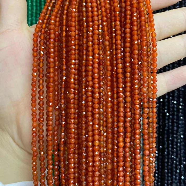 Red Agate Tiny Faceted Round Beads 2mm 3mm 4mm