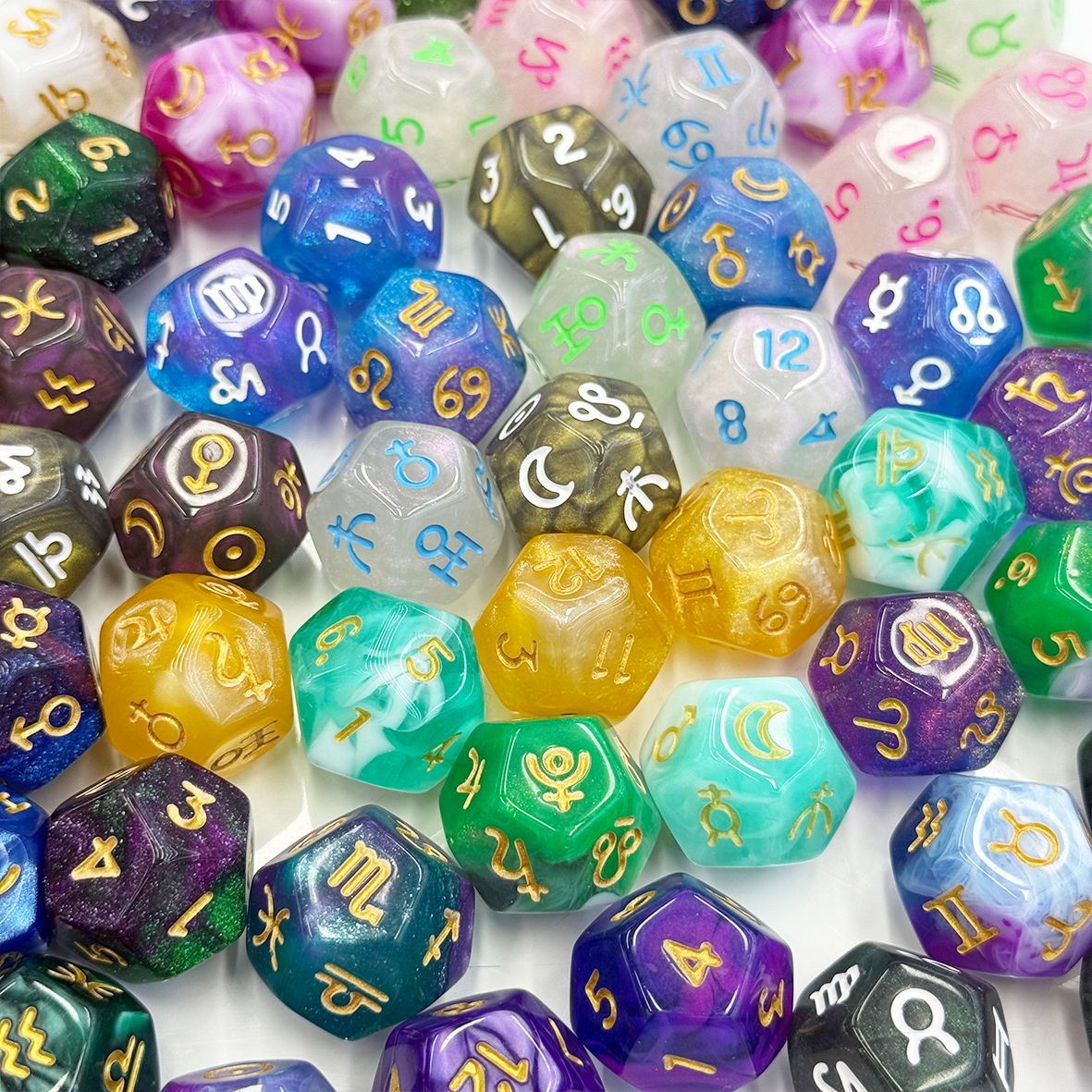 Healing Crystal Horoscope Dice Set of 3 Pcs