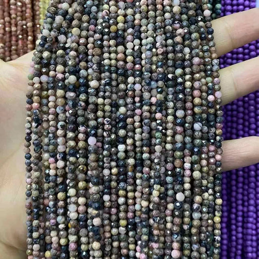 Rhodonite Tiny Faceted Round Beads 2mm 3mm 4mm