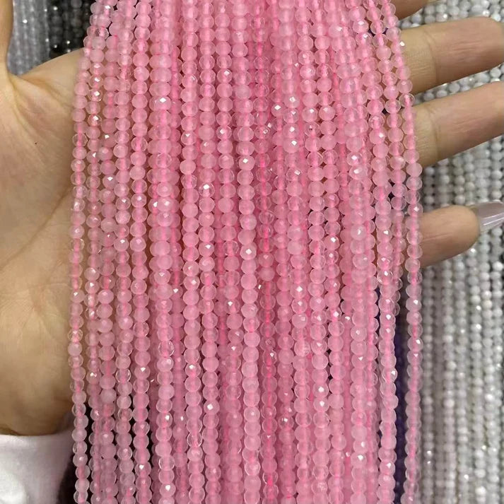 2mm 3mm 4mm Faceted Round Rose Quartz Beads