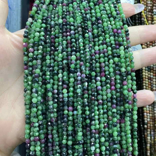 Ruby Zoisite Tiny Faceted Round Beads 2mm 3mm 4mm