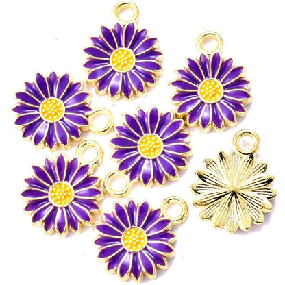 10PCS Colorful Flower Jewelry Making Findings Charm 14x14mm