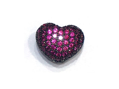 1PCS Brass Cubic Zirconia Heart Beads