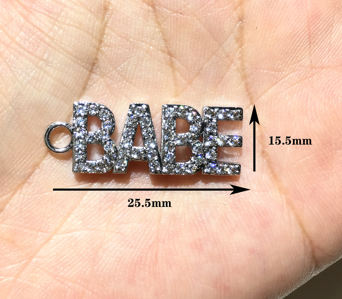 1PCS Brass Cubic Zirconia Vocabulary Slogan Charm