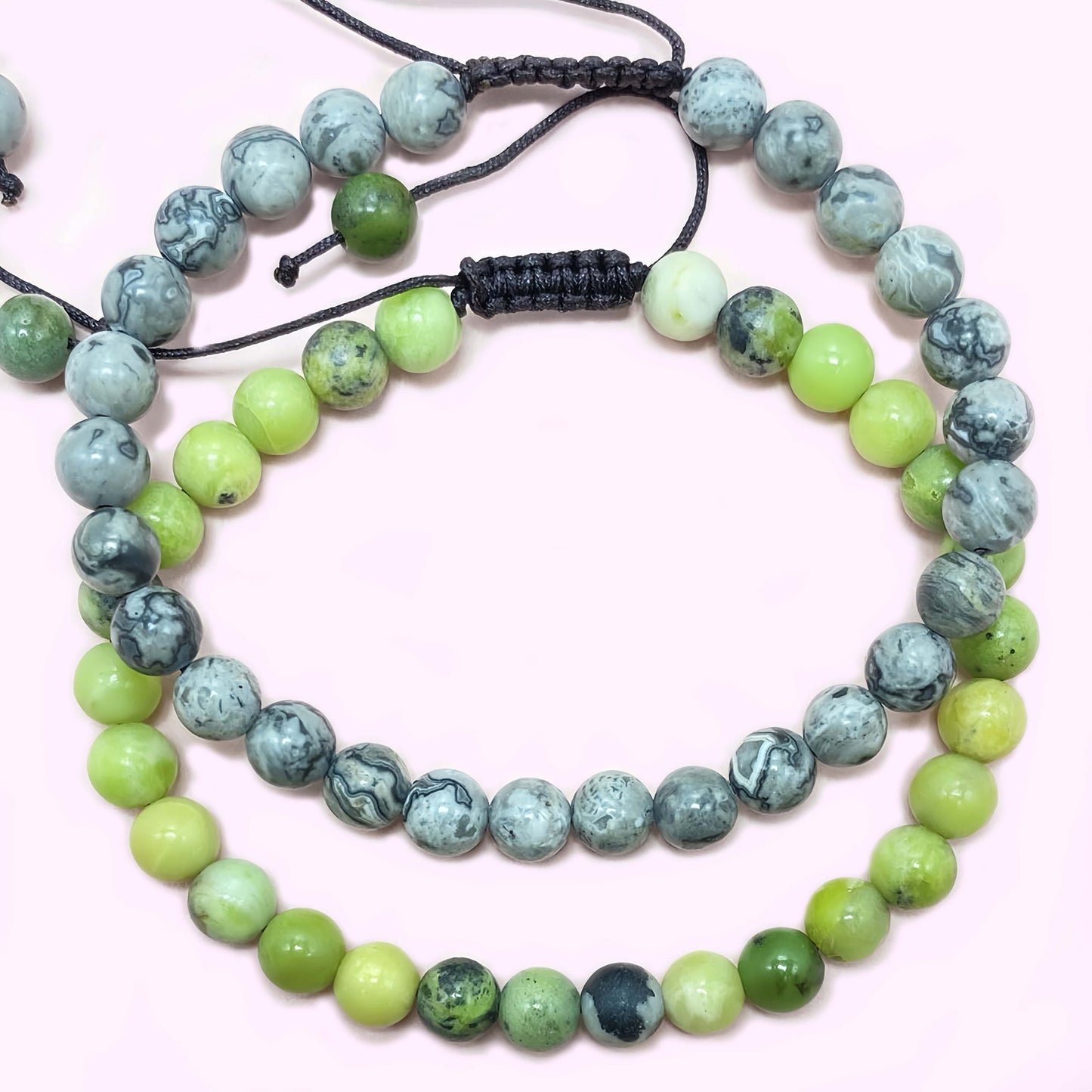 Green Australian Jade with Map Stone to Improve Body and Health Crystal  Bracelet