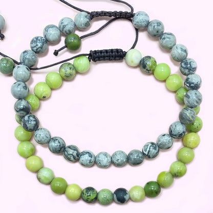 Green Australian Jade with Map Stone to Improve Body and Health Crystal  Bracelet