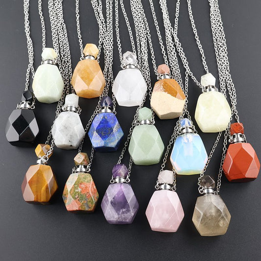 Healing Crystal Freefrom Shape Perfume Pendant Necklace