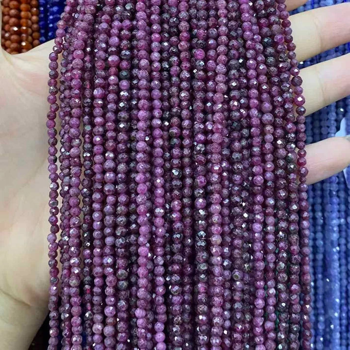 Ruby Tiny Faceted Round Beads 2mm 3mm 4mm