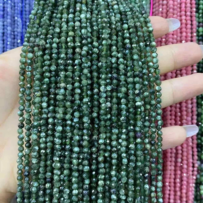 Seraphinite Tiny Faceted Round Beads 2mm 3mm 4mm