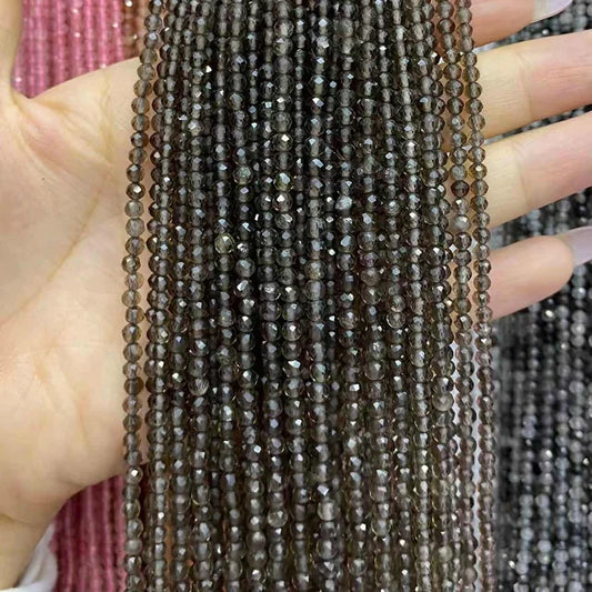 Smoky Quartz Tiny Faceted Round Beads 2mm 3mm 4mm