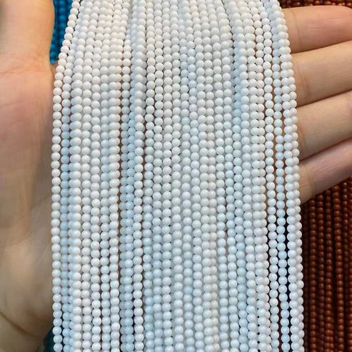 White Porcelain Tiny Smooth Round Beads 2mm 3mm 4mm