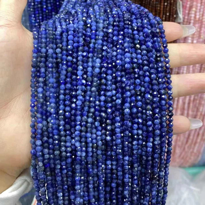 2mm 3mm 4mm Faceted Round Sodalite Beads