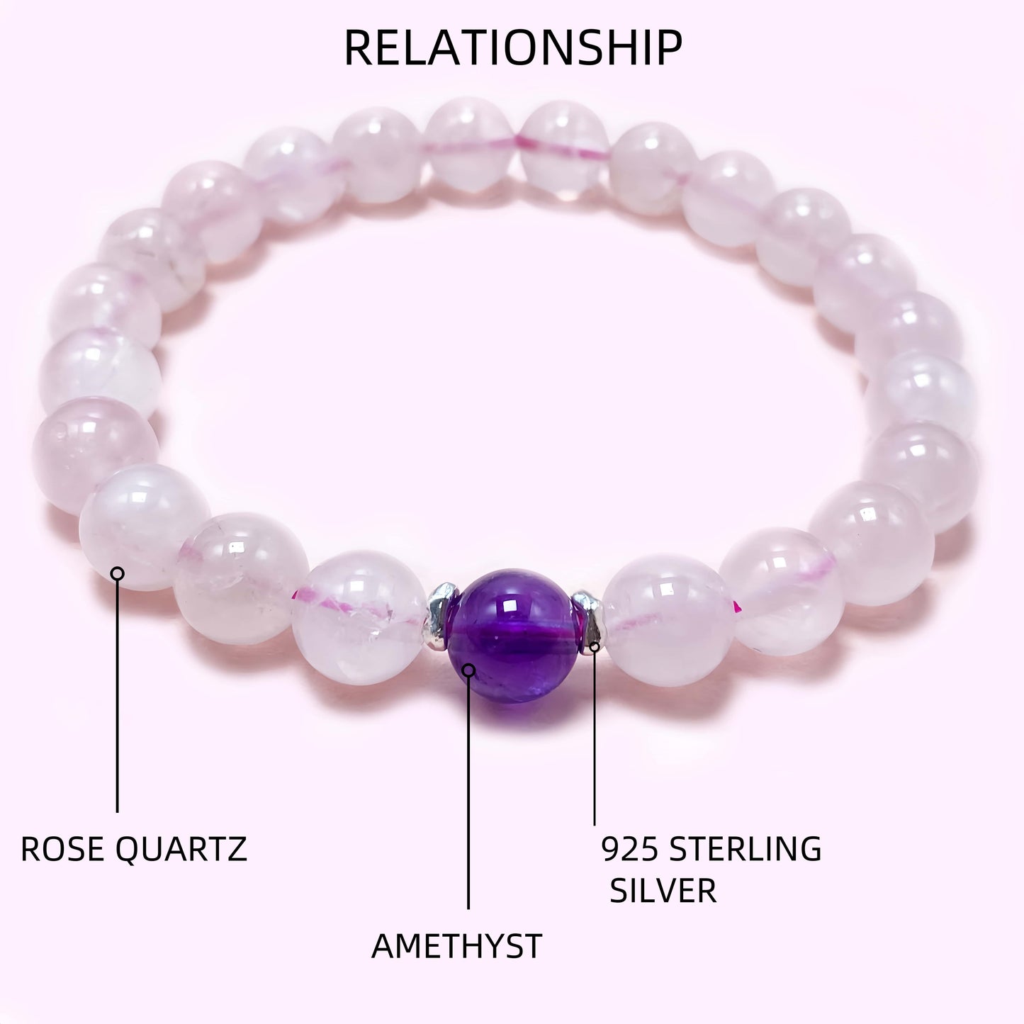 Natural Round Amethyst Crystal Bracelet for Love and Relationship