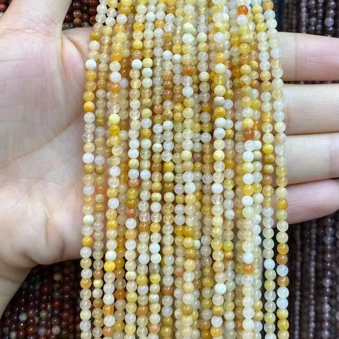 Yellow Jade Tiny Smooth Round Beads 2mm 3mm 4mm