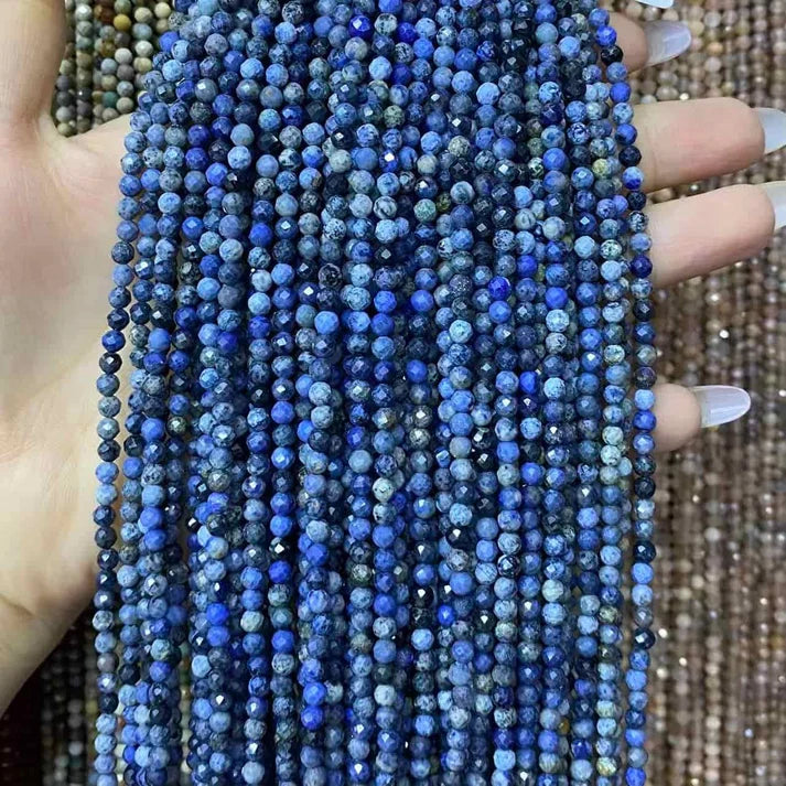 Sunset Dumortierite Stone Tiny Faceted Round Beads 2mm 3mm 4mm