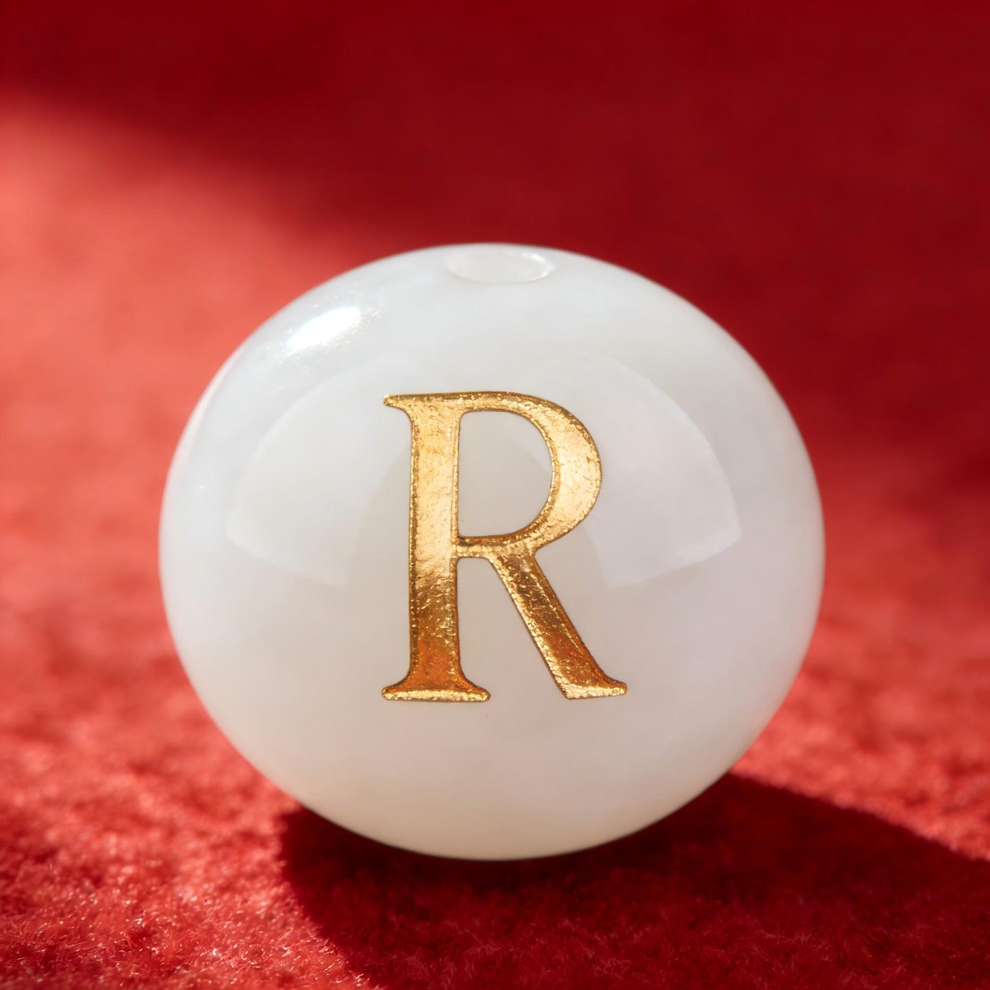 Natural Red Agate Beads - 26 Alphabet Loose Beads for Engraving Customization DIY