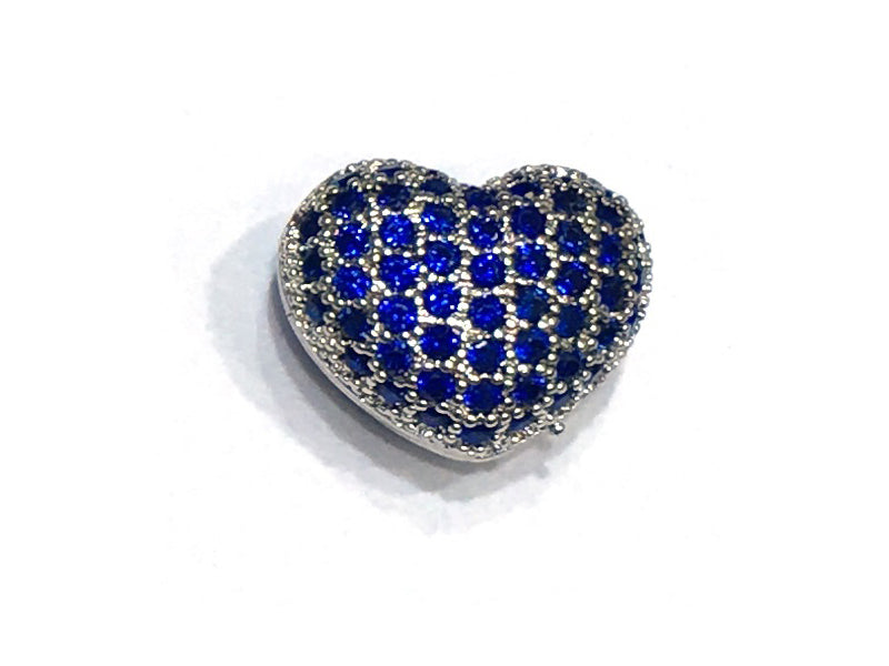 1PCS Brass Cubic Zirconia Heart Beads