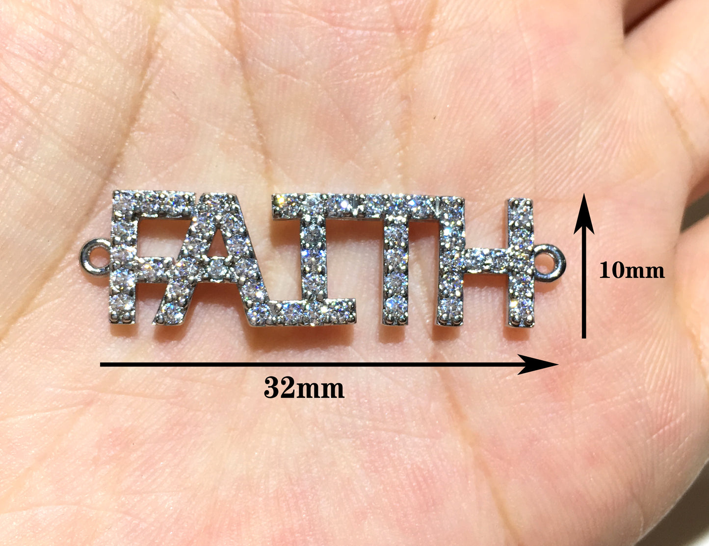 1PCS Brass Cubic Zirconia Vocabulary Slogan Charm