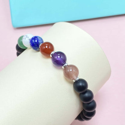 Matte Onyx Seven Chakra Crystal Bracelets