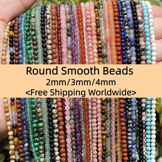 Tiny Round Smooth Beads Gemstone/Quartz/Jasper/Agate 2mm 3mm 4mm