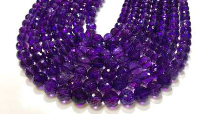 Faceted Round Piezoelectric Amethyst Beads