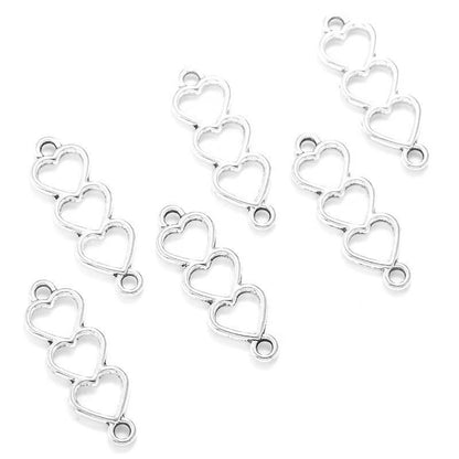 30PCS Triple Heart Connector for Jewelry Making Findings 8x24mm