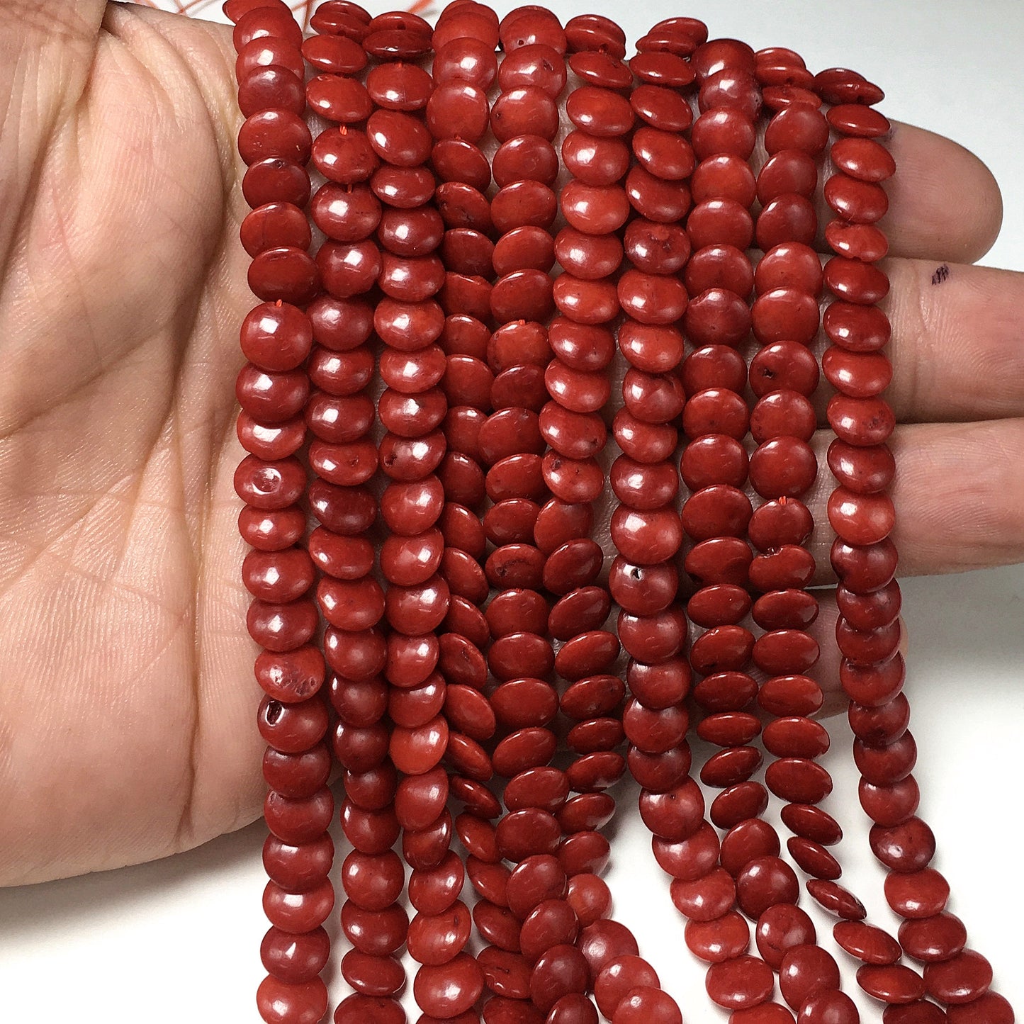 Coin Shape Coral Beads