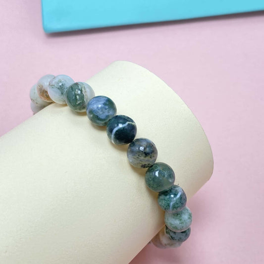 Moss Agate to Help Lower Stress & Anxiety Level Braided Rope Crystal Bracelet