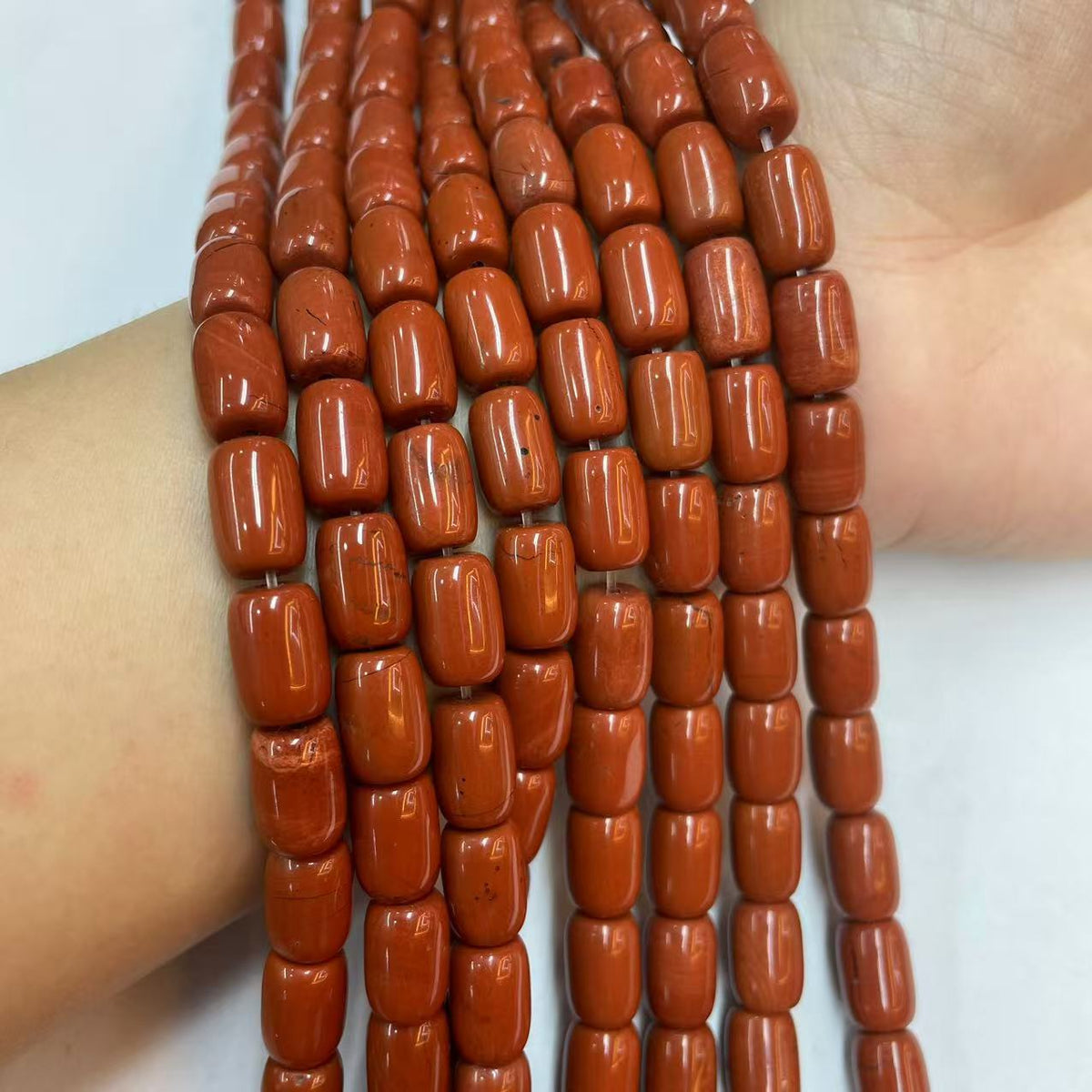 Bucket Shape Red Creek Jasper Beads