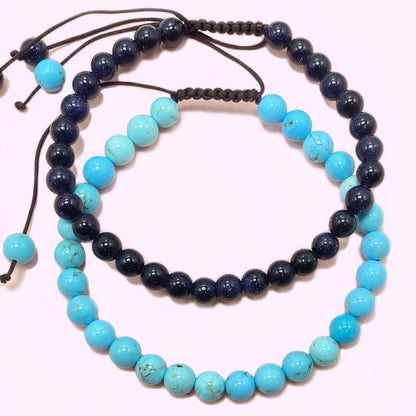 Double Strand Turquoise Improve Sleep Crystal Braided Rope Bracelet