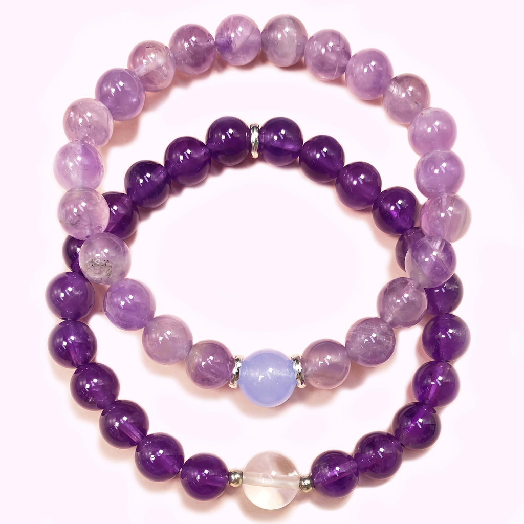 Double Amethyst for Better Wealth & Career Crystal Bracelet