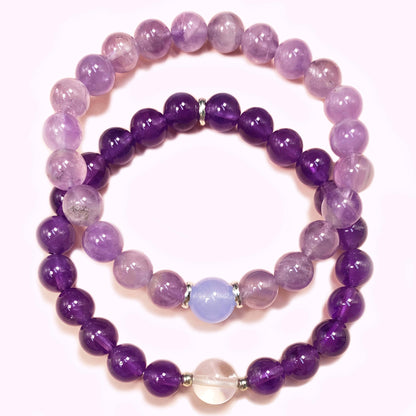 Double Amethyst for Better Wealth & Career Crystal Bracelet