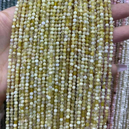 Yellow Opal Tiny Faceted Round Beads 2mm 3mm 4mm