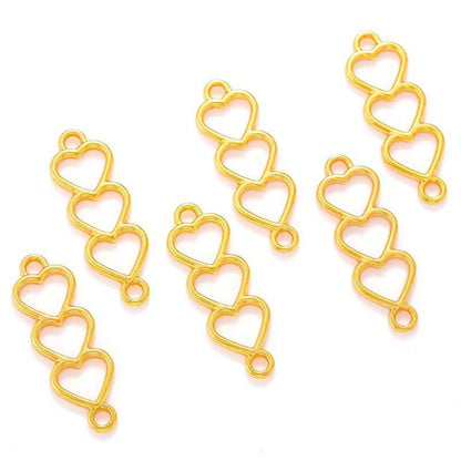 30PCS Triple Heart Connector for Jewelry Making Findings 8x24mm