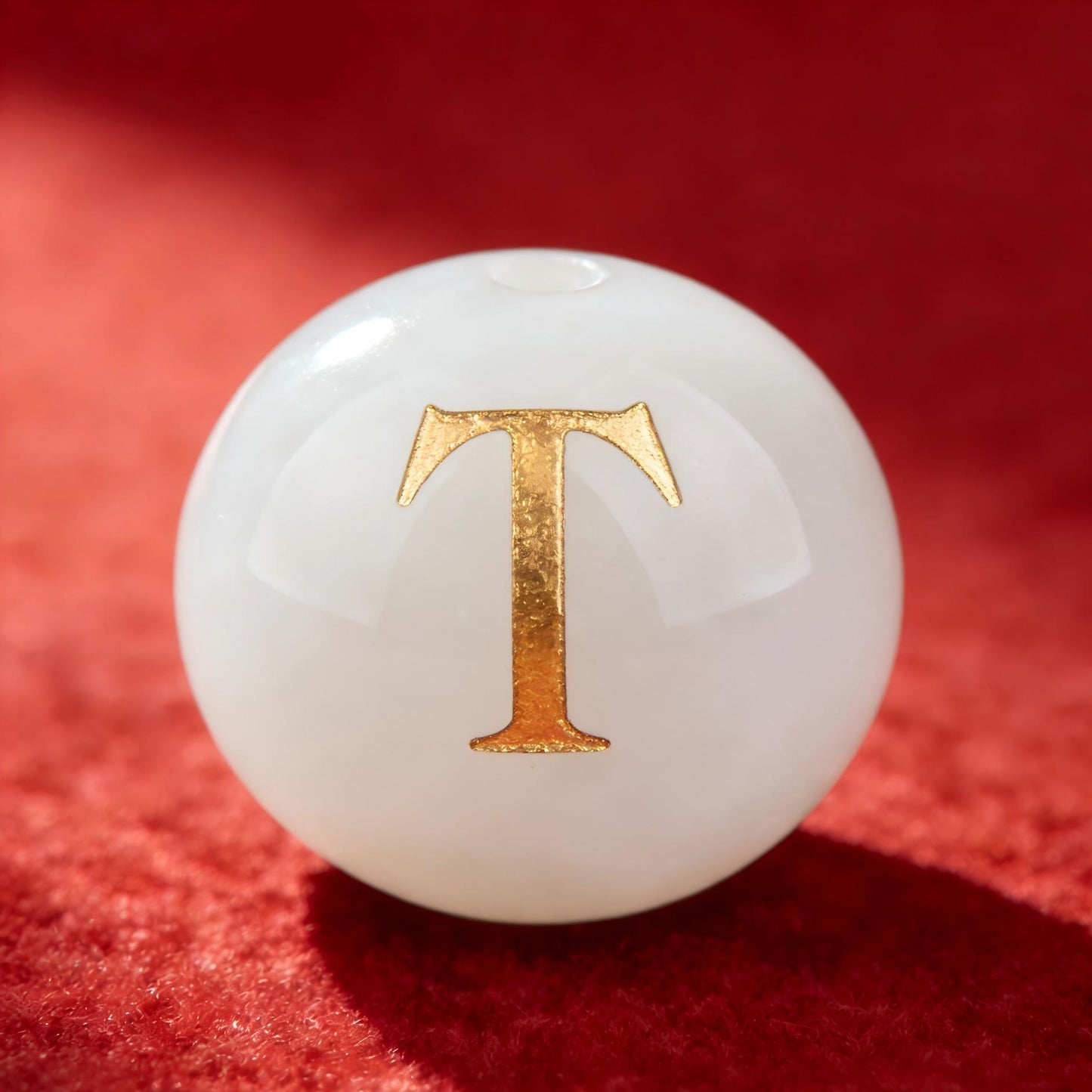 Natural Red Agate Beads - 26 Alphabet Loose Beads for Engraving Customization DIY