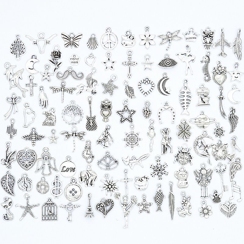100PCS Assorted Prewter Charms for Jewelry Making