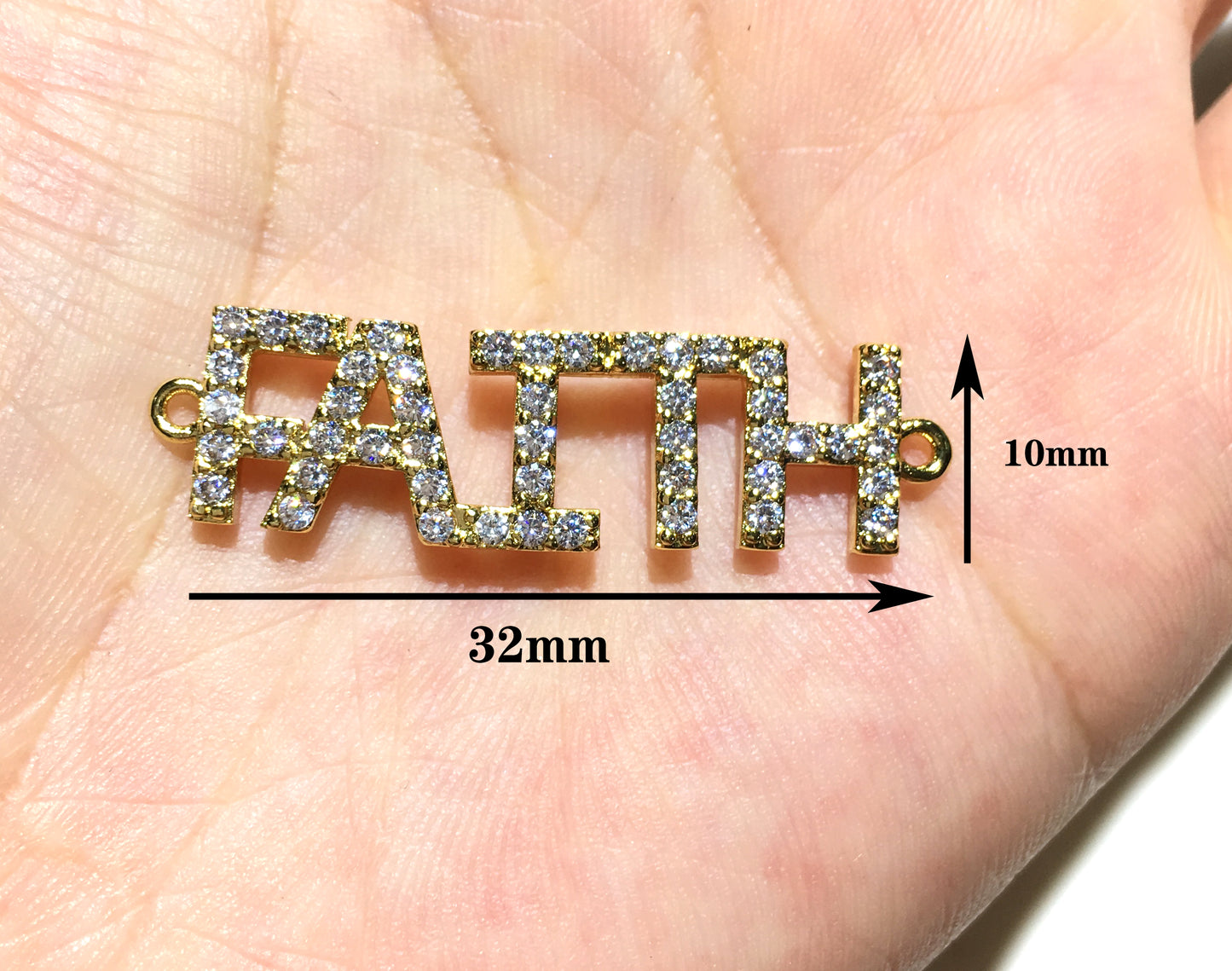 1PCS Brass Cubic Zirconia Vocabulary Slogan Charm