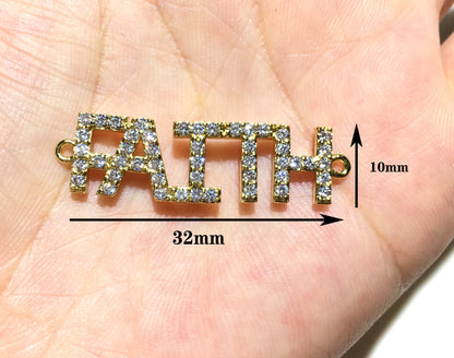 1PCS Brass Cubic Zirconia Vocabulary Slogan Charm