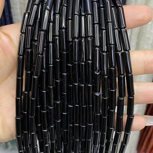 Tube Shape Black Onyx Beads