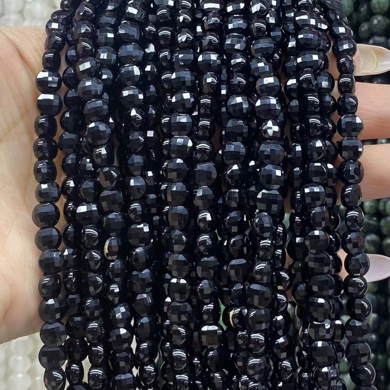 Coin Shape Black Onyx Beads