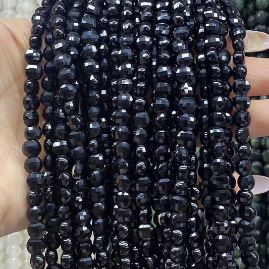 Coin Shape Black Onyx Beads