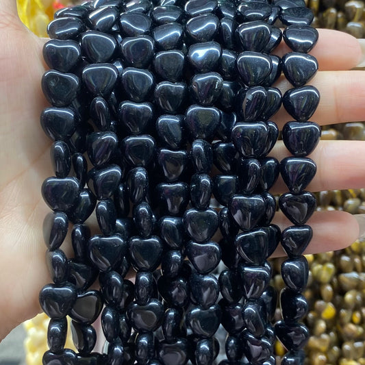 Heart Shape Black Onyx Beads