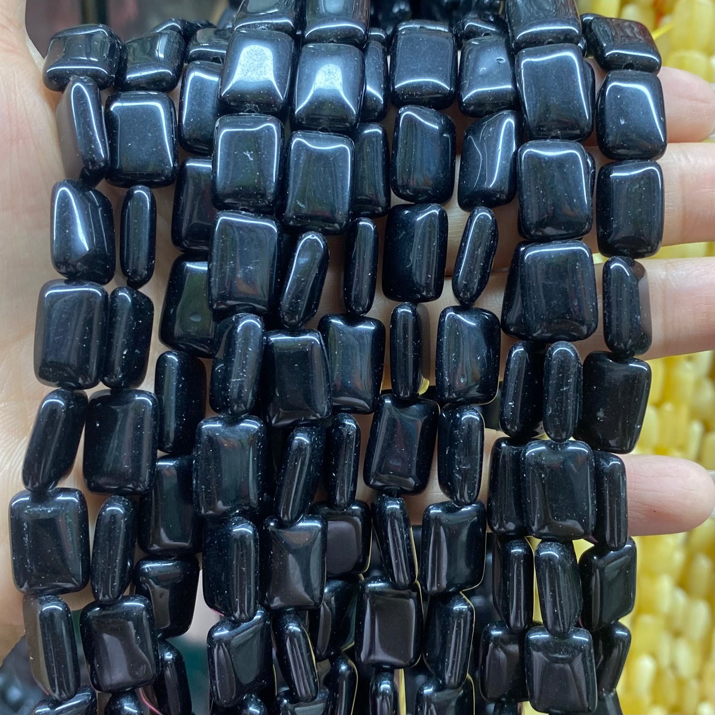 Retangle Shape Black Onyx Beads
