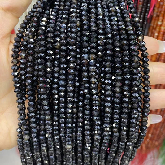 Rondelle Shape Black Onyx Beads