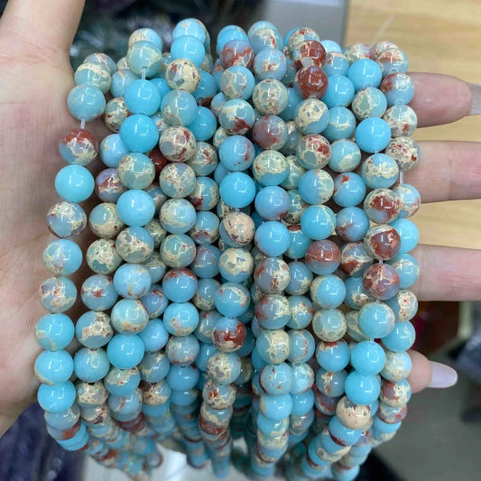 Blue Imperial Jasper Round Smooth Beads 4mm 6mm 8mm 10mm