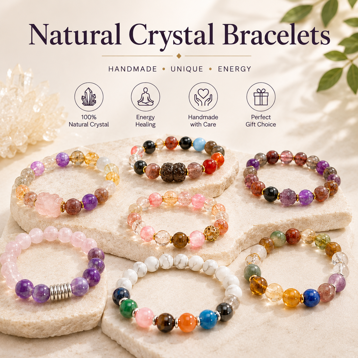 Handmade Designer Healing Crystal Bracelet Mutiple Styles