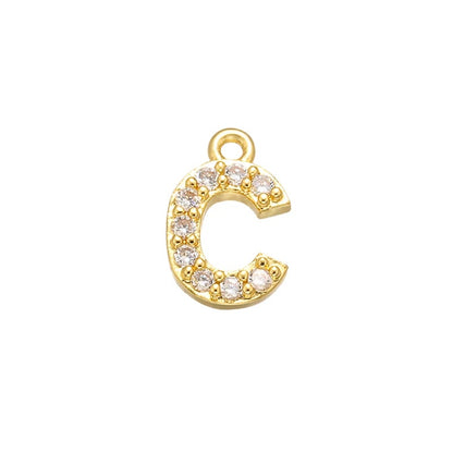 1PCS  Brass Cubic Zirconia 26 Letter Charms Pendants